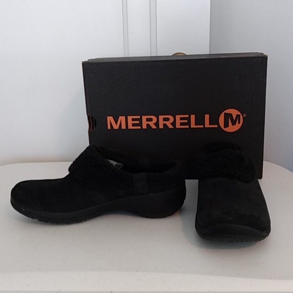Merrell black slides size 8